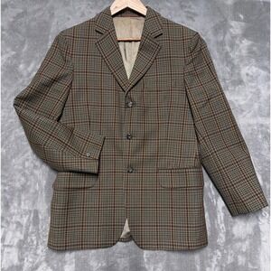 Vintage Dunn & Co Plaid Sport Coat Blazer Mens 40R Wool Shooting Field
